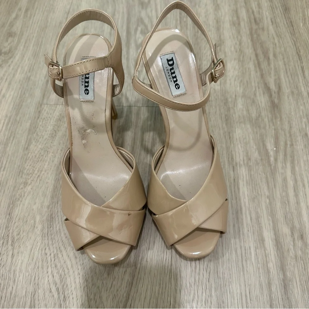 Dune London Marleen Patent Leather Peep Toe Heel Nude